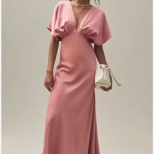 BHLDN Blush Pink Maxi Dress with V-Neck